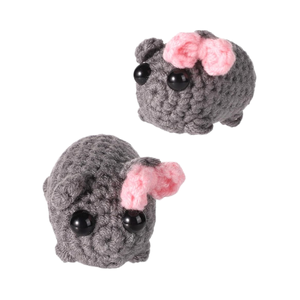 YUhongtoys carino uncinetto triste criceto Meme peluche portachiavi in maglia positiva criceto lavorato a maglia bambolina arco per ufficio scrivania a casa - Product Image 6