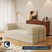 Canapé-lit compressible Zenmoon Combo 3 places rotatif, revêtement en chenille/corduroy, mobilier de salon 2-en-1, emballé sous vide
