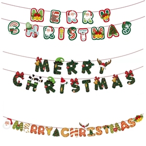 Joyeux Noël guirlande Cloche Père Noël bonhomme <span class=keywords><strong>de</strong></span> neige Elk bas bannières drapeaux bruant pour la fête <span class=keywords><strong>de</strong></span> Noël fournitures maison centre commercial pub décor - Product Image 2