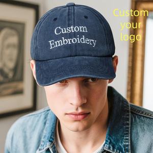 Gorras de Béisbol OEM de 6 Paneles, Estilo Dad Hat, Sin Estructura, de Algodón Lavado, con Logotipo Personalizado Bordado - Product Image 2