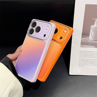 Funda de teléfono cuadrada de cristal con marco AG de moda para iPhone 17 16 15 14 Pro Max, cubierta trasera colorida con lente de cámara mate efecto arcoíris esmerilado
