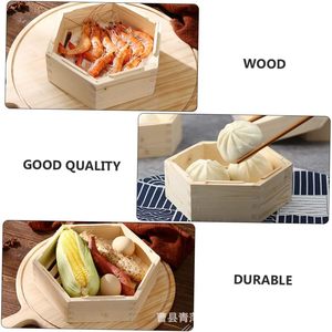 Hexagonal Wooden <b>Steamer</b> Bamboo Wood <b>Steamer</b> Drawer Eco-Friendly For Steam Cooking Food Storage Packaging - Product Image 5