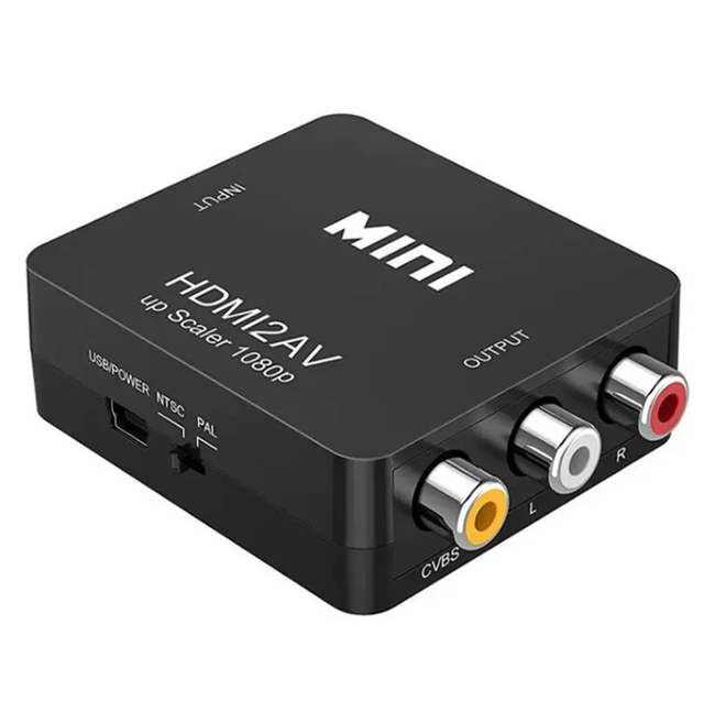 1080P Mini HDMI to AV Converter HDMI to RCA Composite CVBS Adapter Box 3RCA NTSC PAL USB Powered for TV Projector Retro Gaming