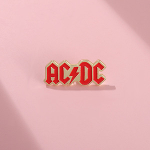 Broches et médailles de style punk en alliage peint de la groupe ACDC pour la vente en gros - Lettre personnalisée et décoration simple - Product Image 5