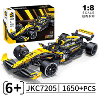 En Stock JKC7205 Coche de Carreras F1 Renault a Escala 1/8, Bloques de Construcción MOC DIY, Modelo de Coche de Carreras RC Amarillo con Motor