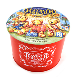 Confezione di biscotti tondi in Europa stampati su misura confezione di cioccolato dolci regalo cibo in <span class=keywords><strong>metallo</strong></span> contenitore con buona funzione di sigillatura - Product Image 1
