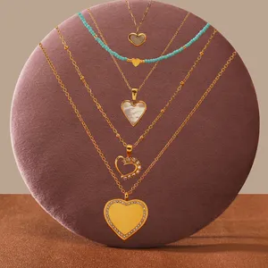 Mode coeur pendentif en acier inoxydable 316L avec cristal naturel coquille colliers bijoux étanche blanc gravé pendentifs