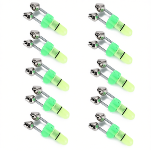 Alarma de Pesca LED Premium, 10 Piezas, Clip de Acero Inoxidable para la Punta de la Caña, Indicador Luminoso para Pesca Nocturna en Ríos, Funciona con Batería - Product Image 1