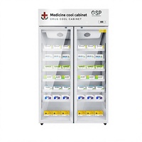 Armoire à pharmacie verticale grande capacité avec écran de protection, certifiée GSP, vitrine à une ou deux portes avec serrure de sécurité