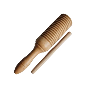 Wholesale Natural Beech Wood Handheld Single Sound Tube Guiro Block With Mallet For Children Preschool <b>Music</b> Teaching Aid - Product Image 1
