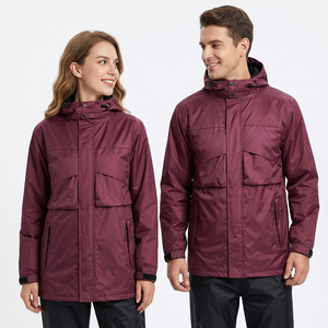 Combinaison de pluie unisexe violette imperméable haute visibilité certifiée CE, à manches longues et capuche, pour le travail en extérieur, en polyester - Product Image 2
