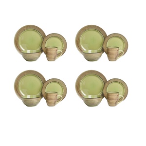 Promoción de Septiembre: Plato Redondo Verde para Cena, Platos de Cerámica Resistentes al Calor de Alta Gama, Vajilla Clásica Vintage de Gres - Product Image 1