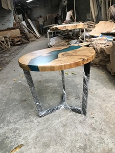 MESA DE CAFÉ REDONDA DE RESINA EPÓXICA Y MADERA DE ALTA CALIDAD, PERSONALIZACIÓN, BAJO MOQ - Product Image 4