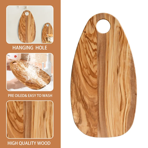 Set di 3 taglieri unici in legno di ulivo dimensioni personalizzate per la cucina tonda tagliere con superficie di olio eco-friendly - Product Image 3