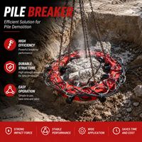 Coupe-têtes de pieux en béton rond, outil de rupture de pieux hydraulique modulaire pour les projets de fondations.