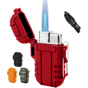 Encendedor de cigarrillos de Gas butano recargable con llama de chorro azul duradero, impermeable, a prueba de viento, antorcha de plástico portátil para fiesta, barbacoa, Camping - Product Image 5