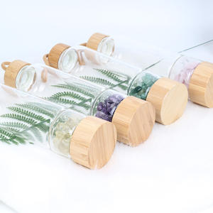 2024 Naturel Énergie <span class=keywords><strong>Elixir</strong></span> Drinkware Bambou Cristal Bouteille D'eau Gravier Pierre Verre Bouteille D'eau - Product Image 3