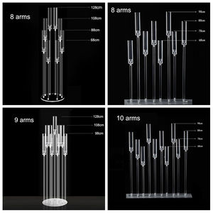 Centres de table de mariage, décorations de table, candélabre en <span class=keywords><strong>cristal</strong></span> transparent à 8 bras, porte-bougie en acrylique haut - Product Image 6