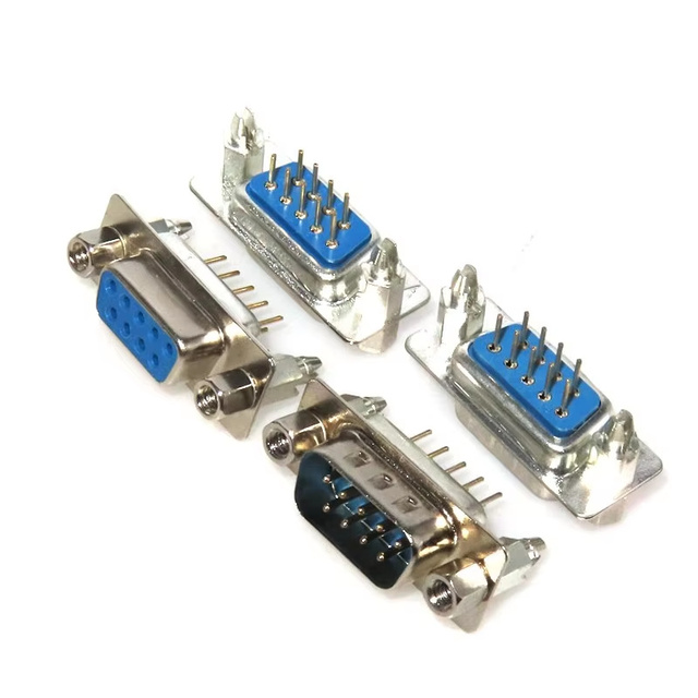 Male/Female Blue Straight DB9 D-Sub PCB Mount RS232 Serial Port Connector Socket Screw Nuts Terminals for Termination