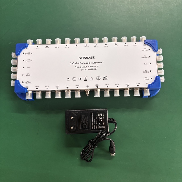 SH5524E 5x5x24 Cascade Multiswitch Satellite TV Multiswitch 950-2150MHz Terrestrial Signal Splitter for Satellite TV System