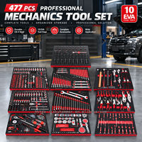 Ensemble d'outils de mécanicien professionnel de 477 pièces avec plateau en mousse EVA à 10 tiroirs et inserts, kit d'outils à douilles pour atelier de réparation automobile