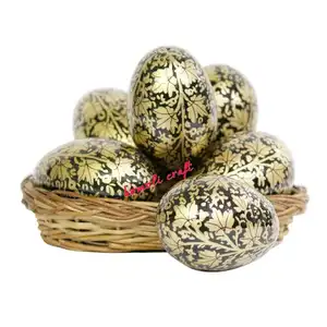 Handgemalte Oster dekorationen des schwarzen goldenen Entwurfs hölzerne Eier dekoration