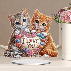 Handpainted Animal Subject Acrylic Love Cats 5D DIY <strong>Hobby</strong> <strong>Craft</strong> Ornament - Product Image 5