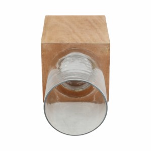 Portavelas Cuadrado de Madera de Mango con Base de Cristal Transparente, Centro de Mesa Moderno - Product Image 5