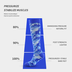 Chaussettes de compression pour sports de plein air, camouflage bleu, mi-mollet, soutien par compression pour la course et la randonnée - Product Image 1