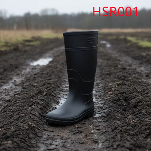 Bottes de pluie en PVC rouge ZYF, résistantes à l'eau et à la boue, à tige haute, pour l'agriculture, avec semelle auto-nettoyante pour le balayage des rues, imperméables, en caoutchouc HSR009 - Product Image 3