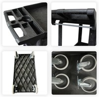Chariot de service utilitaire à roulettes en plastique robuste à trois niveaux pour entrepôt et garage, capacité de 550 lb, avec roues de 5 pouces
