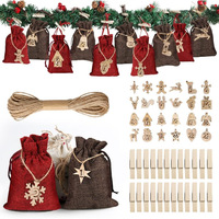 Nouvelles pochettes cadeaux personnalisées en toile de jute avec cordon de serrage pour Noël, sacs cadeaux pour l'arrivée de Noël