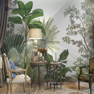 Papel Tapiz de Seda <span class=keywords><strong>Tropical</strong></span> Estilo del Sudeste Asiático, Adhesivo de Pared con Diseño Botánico, Hoja de Plátano, Revestimiento de Pared para Hotel, Vegetación, Bosque - Product Image 3