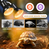 Lampe chauffante pour reptiles UVB/UVA à double tête, grand abat-jour – Lampe à pince pour tortues et lézards, supplément de calcium