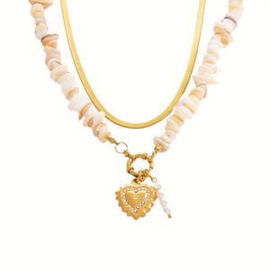 Collar de Acero Inoxidable con Piedra Natural, Colgante de Perla en Forma de Corazón con Corte Princesa, Chapado en Oro de 18K, Estilo Moderno para Mujer, Ideal para Fiestas - Product Image 5