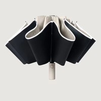 Parapluie en tissu pongé automatique 3 fois pour adultes de voyage imperméable à l'eau réfléchissant avec poignée en plastique et cadre en métal