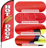 Personnalisé Polyester Bord de Route Jardin Volant Publicité Plage Drapeau Pôle Larme Hot Dog Alimentaire Vente Décoratif Plume Drapeau