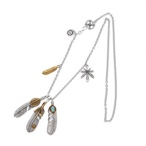Collar de Plumas con Incrustaciones de Turquesa Azul de Chrome Goro's <span class=keywords><strong>Guro</strong></span>, Chapado en Oro, con Diseño de Pico de Águila y Corazón Japonés para Amantes - Product Image 5