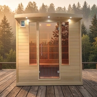 Sauna de infrarrojos lejanos Big Bear para 4 personas, comercial, moderna, ecológica, de bajo EMF, de madera maciza, ligera y de fácil operación.