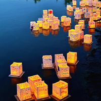Lanternes flottantes carrées avec bougies Lanternes de rivière chinoises Lanternes en papier flottantes souhaitant prier bénédiction piscine de mariage