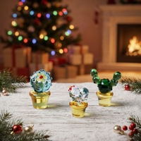 Adorable mini-cactus en verre, figurine de cactus miniature artisanale pour bureau, voiture et maison