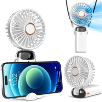 Ventilateur portable pliable intelligent à LED avec affichage de la puissance, 5 vitesses, pour les voyages en extérieur, les trajets quotidiens, le bureau, la table et le cou