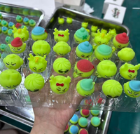 Calendrier de l'Avent de Noël 24 Jours de Surprises Boîtes Mystères Jouet Anti-stress TPR Squishy en Forme de Boulette Verte Pendentif Cadeau Mystère