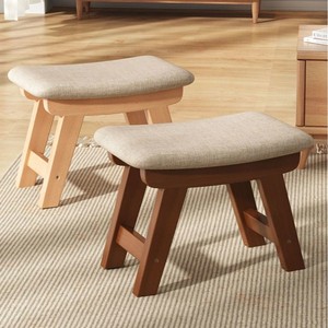 Modern Minimalist Solid <b>Wood</b> <b>Stool</b> With Fabric Seat For Living Room Home Use - Product Image 4