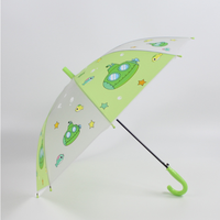 Parapluie transparent pour enfants, en plastique, avec tige en métal noir, ouverture semi-automatique, 8 baleines, motifs personnalisables