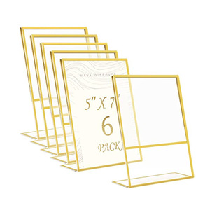 Porta Letreros Acrílicos Modernos para Bodas, Marco Dorado, Números de Mesa, Soporte Inclinado para Menús, Exhibidor Transparente para Folletos y <span class=keywords><strong>Documentos</strong></span> - Product Image 3