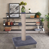 Rarewe Classic Modern 2-Level Velvet Cat Condo Indoor Scratching Post Short Plush Hanging Simulated Mouse Pet Accessories 62cm