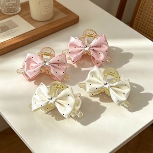 French polka dot <b>bow</b> hair <b>clip</b>, sweet and girly pearl heart style, fashionable and versatile side <b>clip</b>, new princess hair - Product Image 1