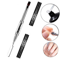 Stylo à ongles rond à double tête en gel avec brosse à cheveux en nylon Colle colorée Bâton de gaufrage