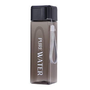 Reusable Transparent 500ml Sport Water Bottle Cute Clear Square PC With Strap and <b>Plastic</b> Lid for Outdoor Use - Product Image 5